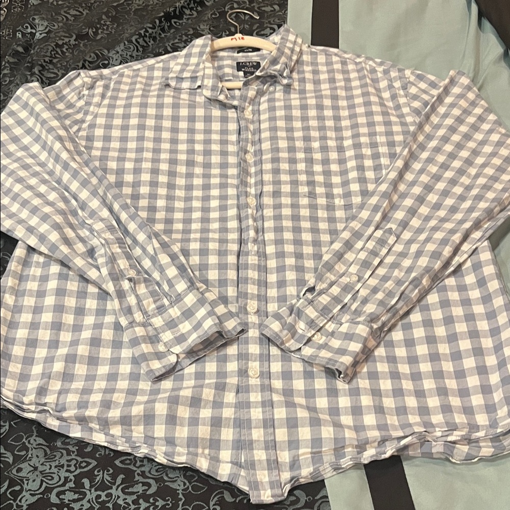 J. CREW Men’s slim fit  Light Blue Checkered Shirt, stylish, nice, size XL